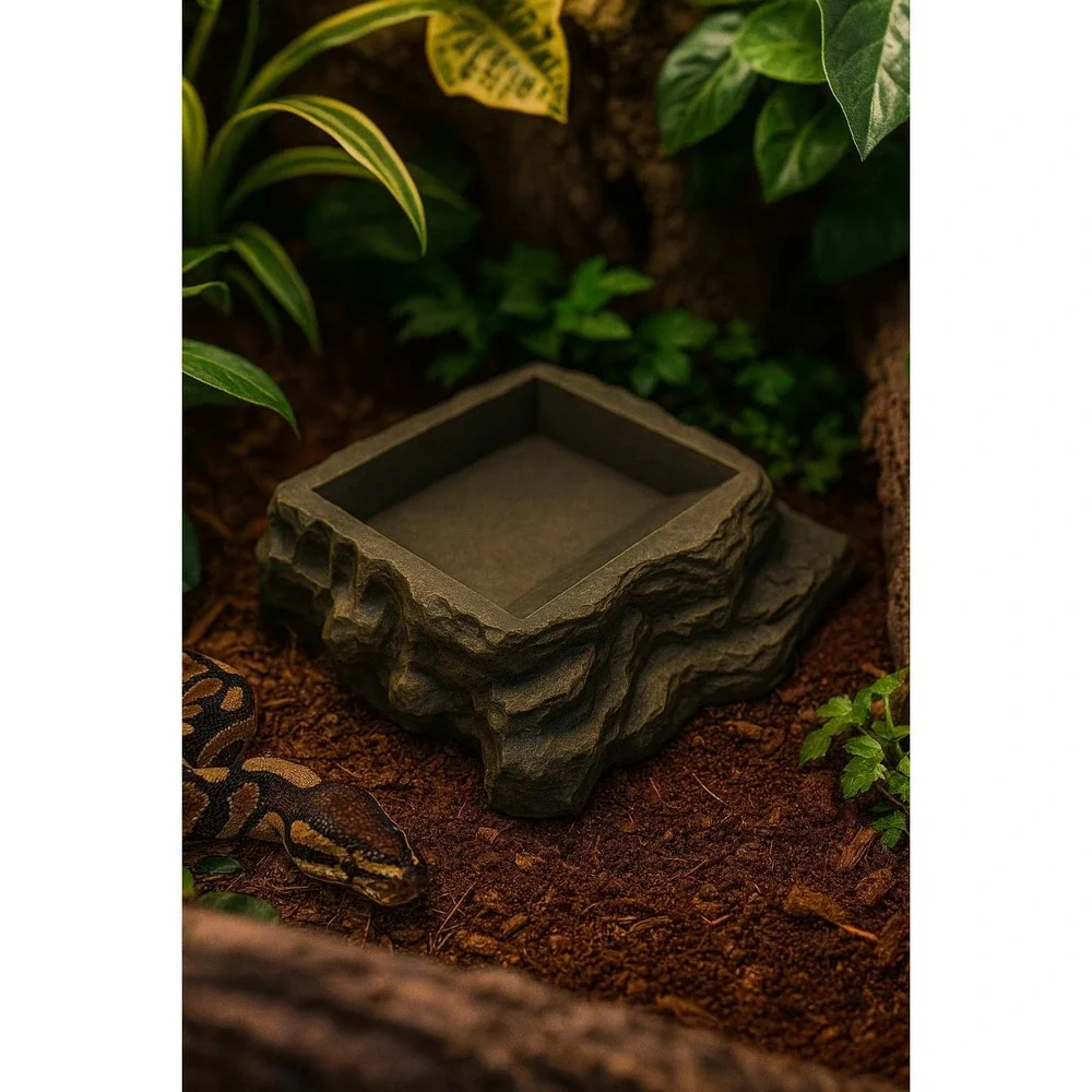 Stone Layered Reptile Water Dish • Terrarium Tank Bowl for‎ Geckos & Lizards
